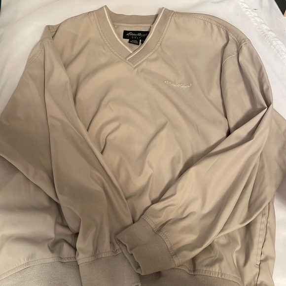 Eddie Bauer Golf Jacket Men's Medium‎ Tan Lightweight Windbreaker Pull Over - Picture 7 of 11